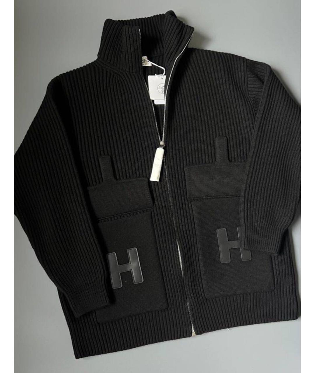HERMES Черный кашемировый кардиган, фото 5