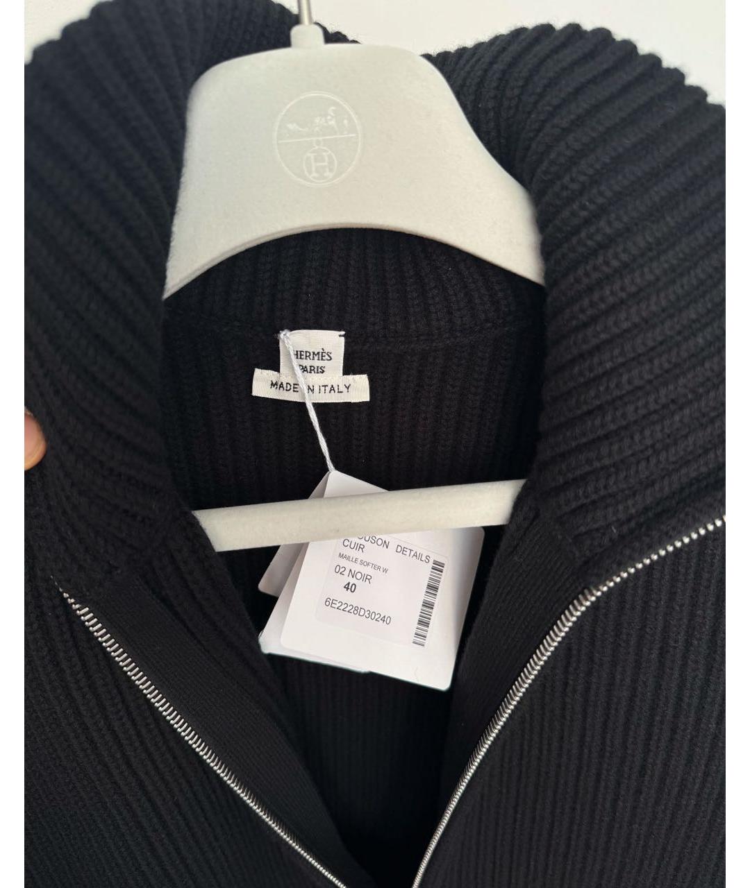 HERMES Черный кашемировый кардиган, фото 4