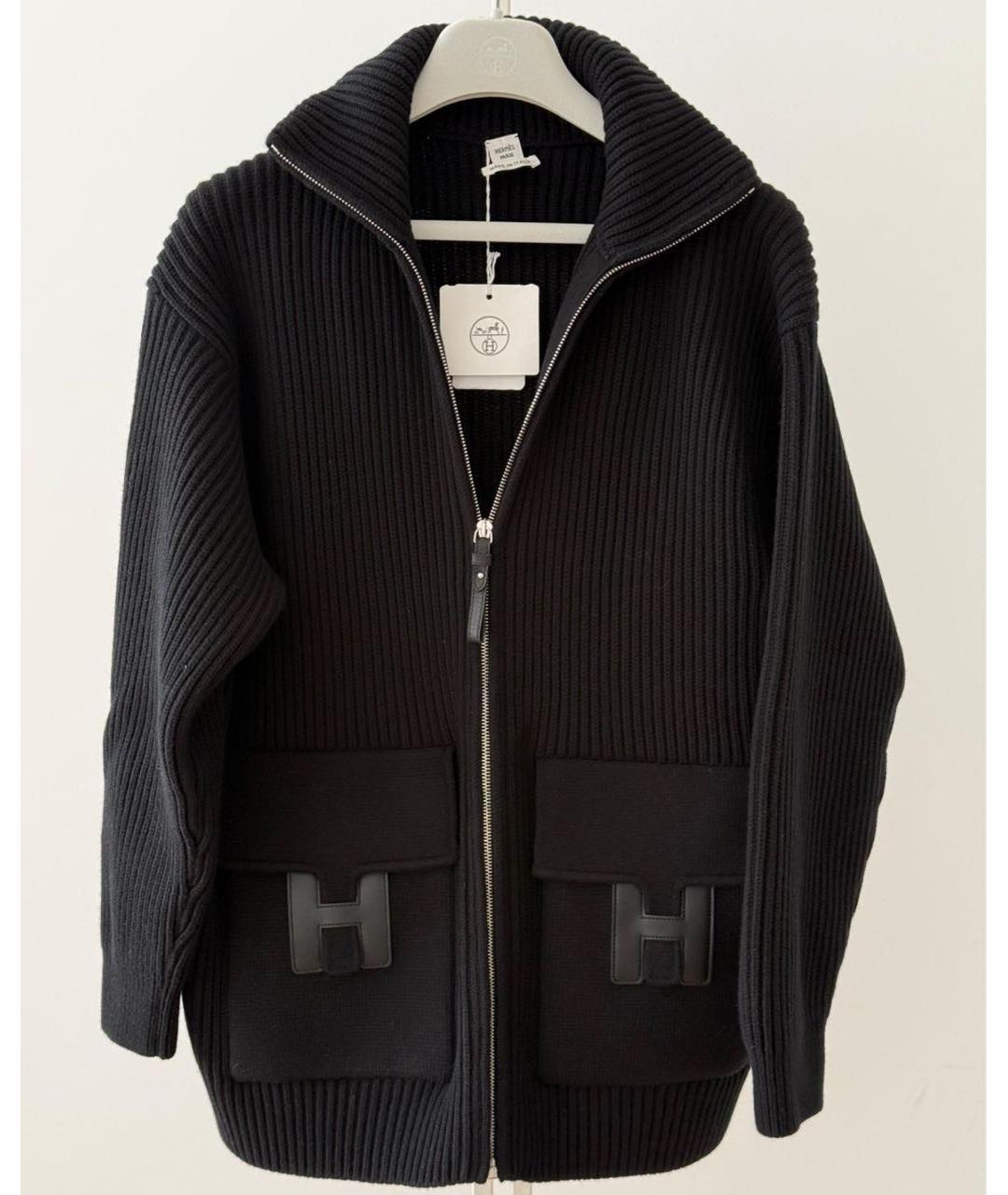 HERMES Черный кашемировый кардиган, фото 6