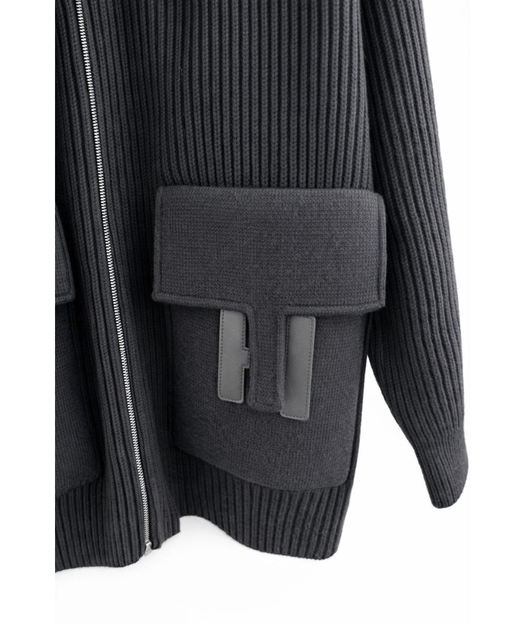 HERMES Черный кашемировый кардиган, фото 3