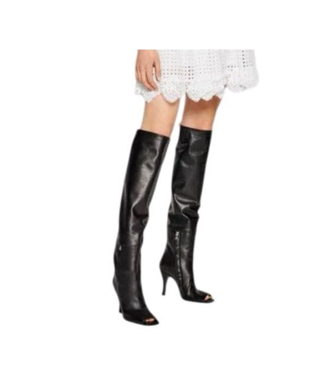 PATRIZIA PEPE Черные кожаные ботфорты, фото 3