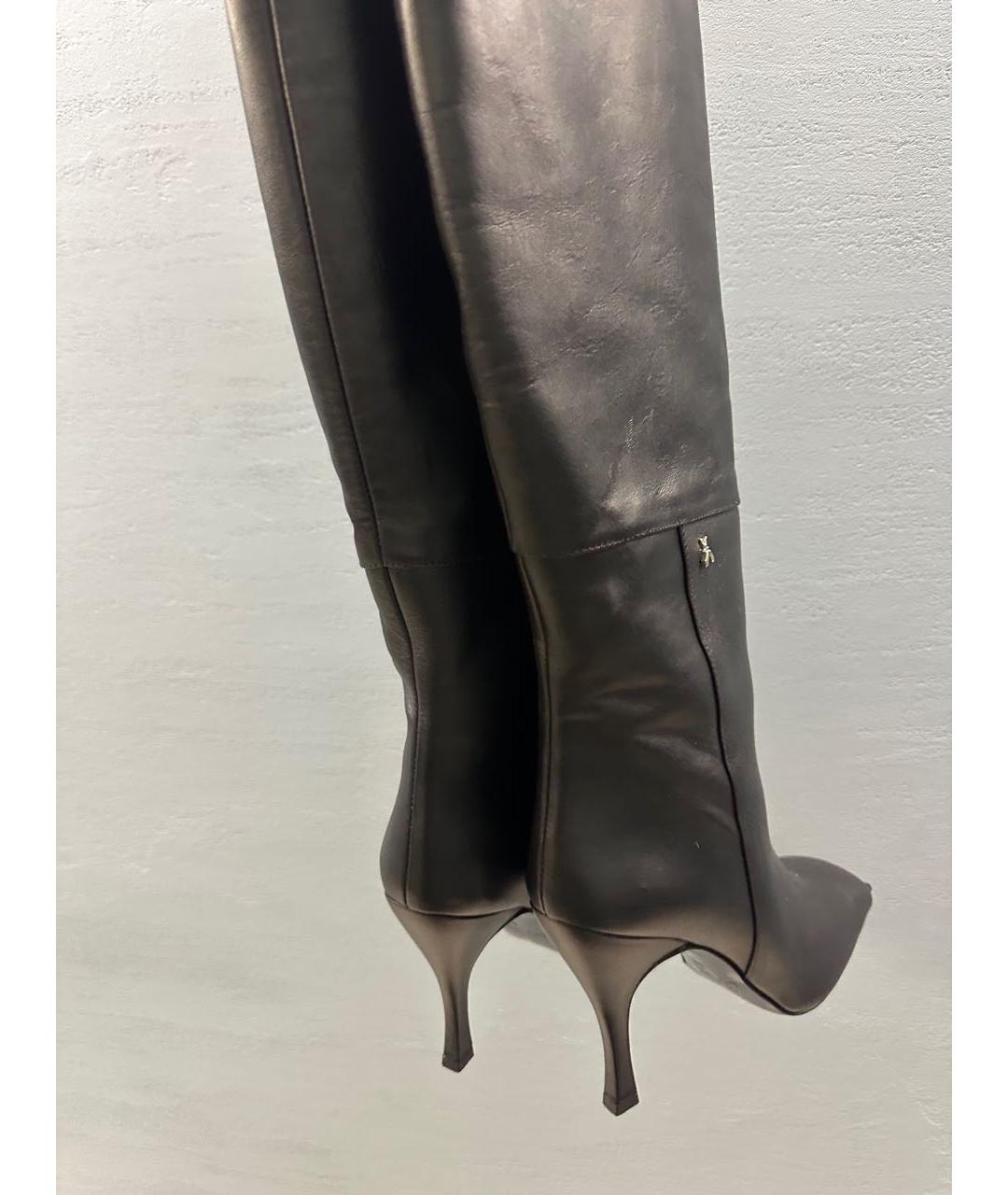 PATRIZIA PEPE Черные кожаные ботфорты, фото 7