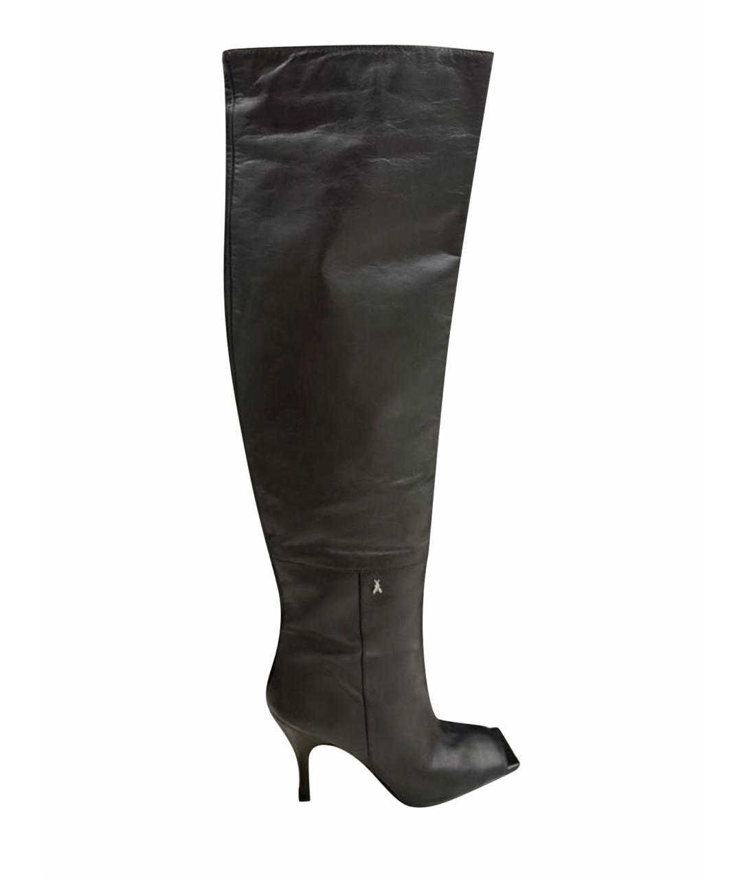 PATRIZIA PEPE Черные кожаные ботфорты, фото 1