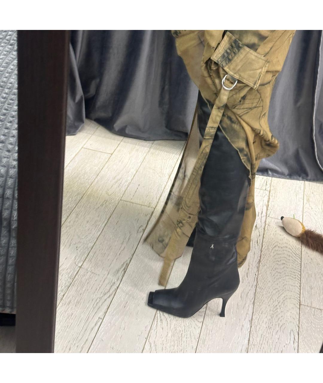 PATRIZIA PEPE Черные кожаные ботфорты, фото 6