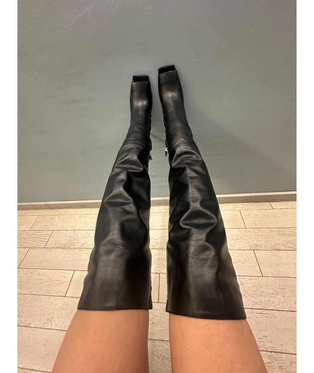 PATRIZIA PEPE Черные кожаные ботфорты, фото 2