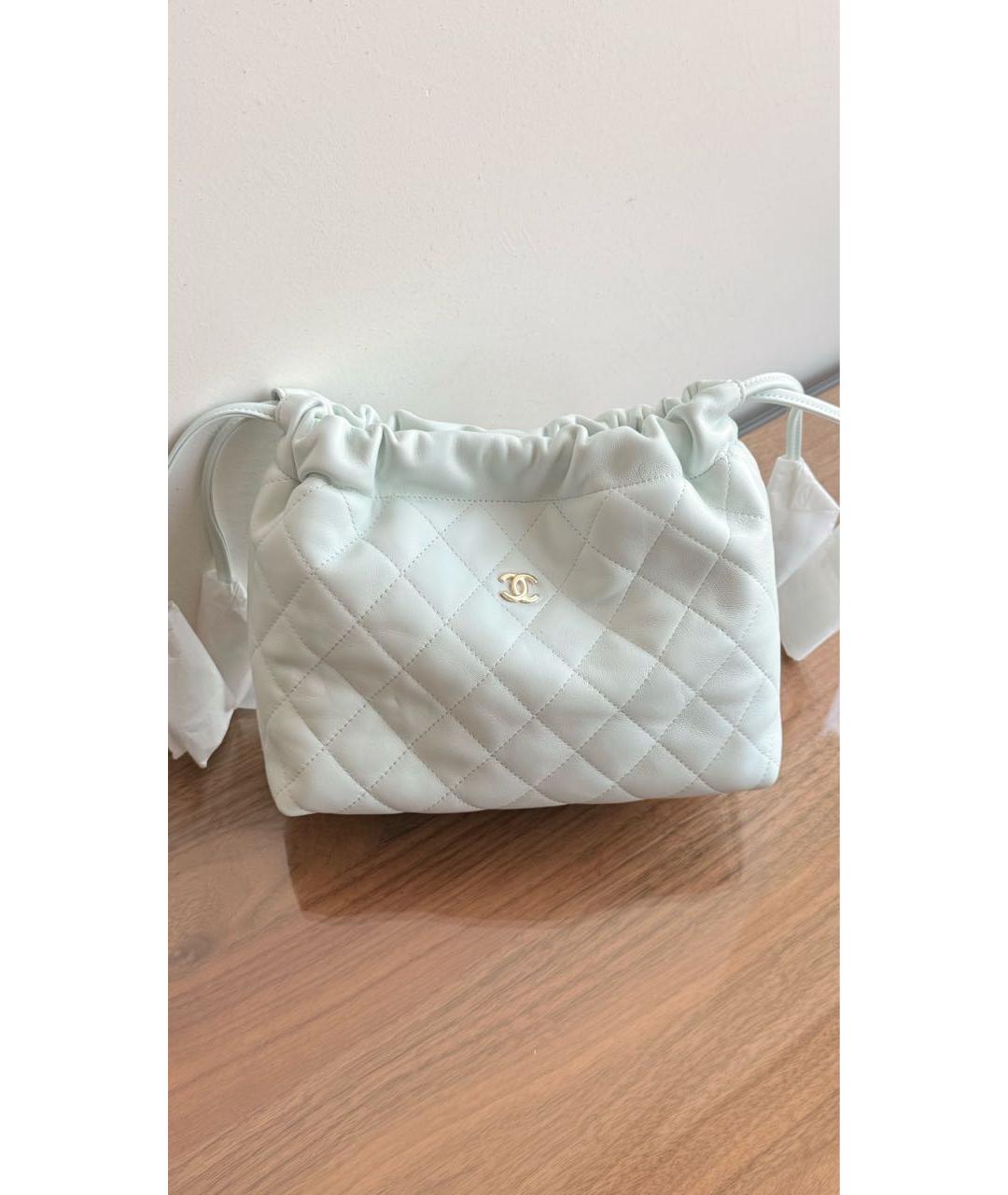 CHANEL Голубая кожаная сумка тоут, фото 3