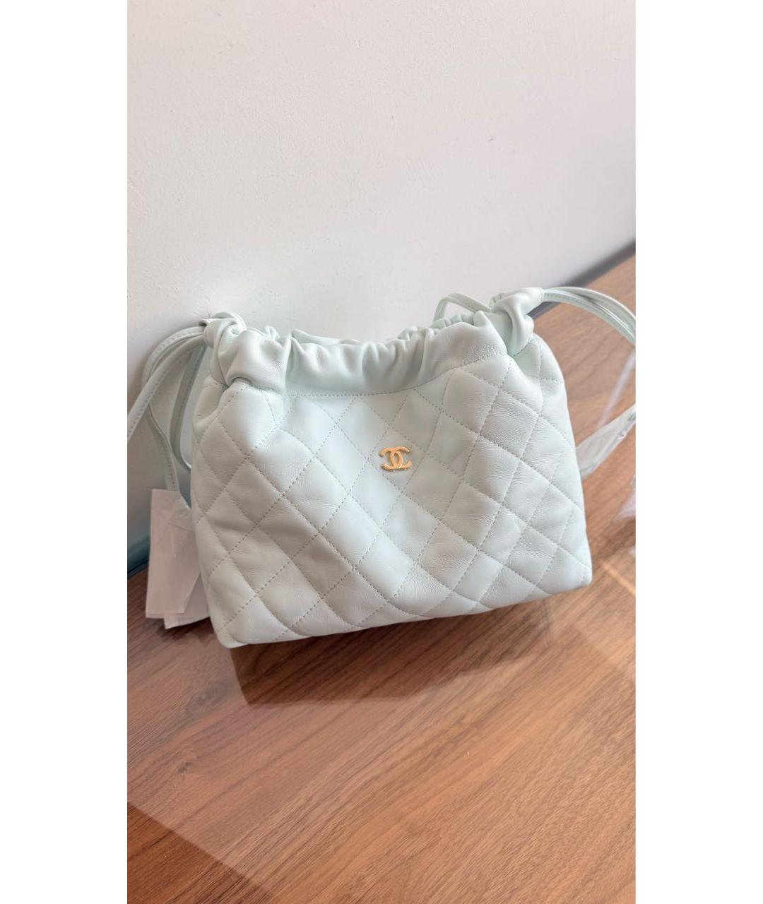 CHANEL Голубая кожаная сумка тоут, фото 2