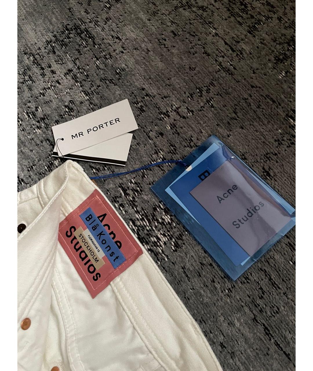 ACNE STUDIOS Белые хлопко-эластановые джинсы скинни, фото 4