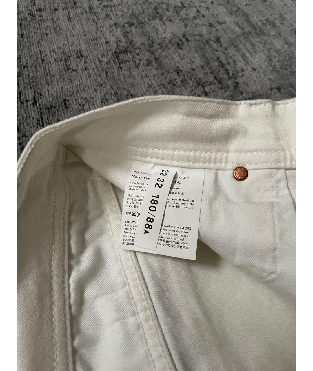 ACNE STUDIOS Белые хлопко-эластановые джинсы скинни, фото 3
