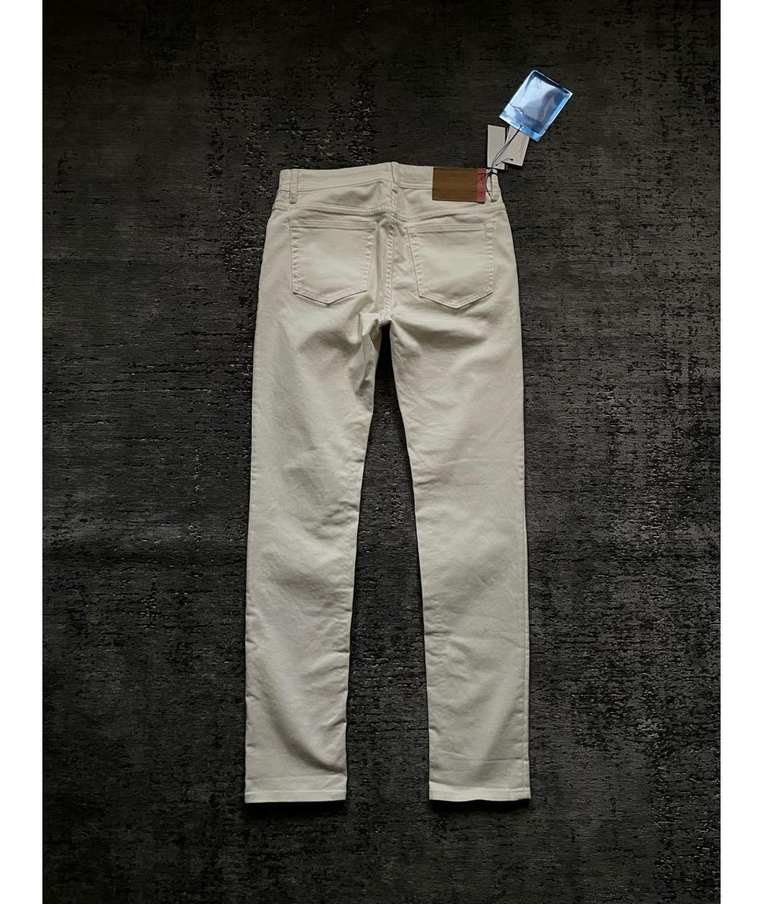 ACNE STUDIOS Белые хлопко-эластановые джинсы скинни, фото 2