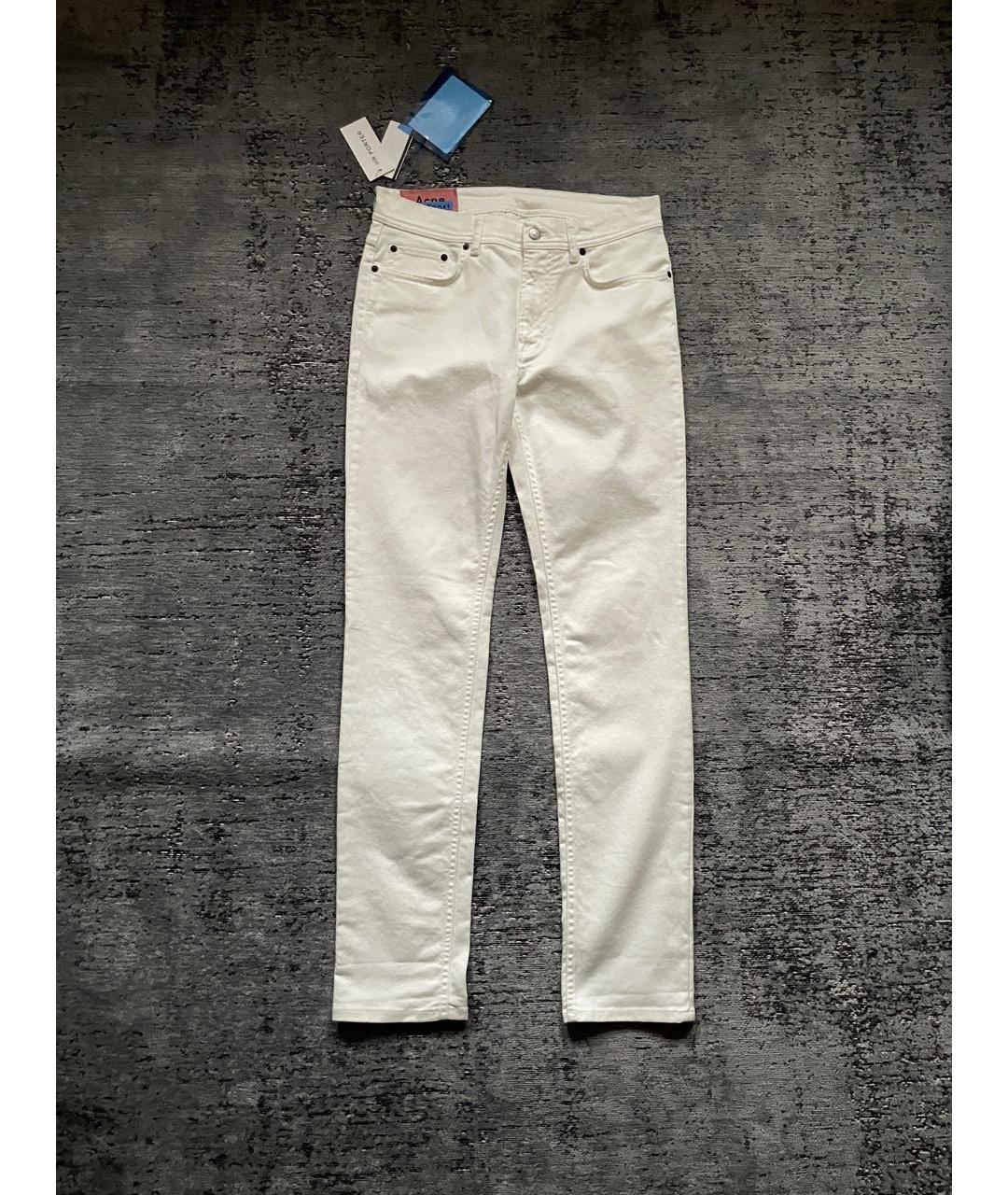 ACNE STUDIOS Белые хлопко-эластановые джинсы скинни, фото 5