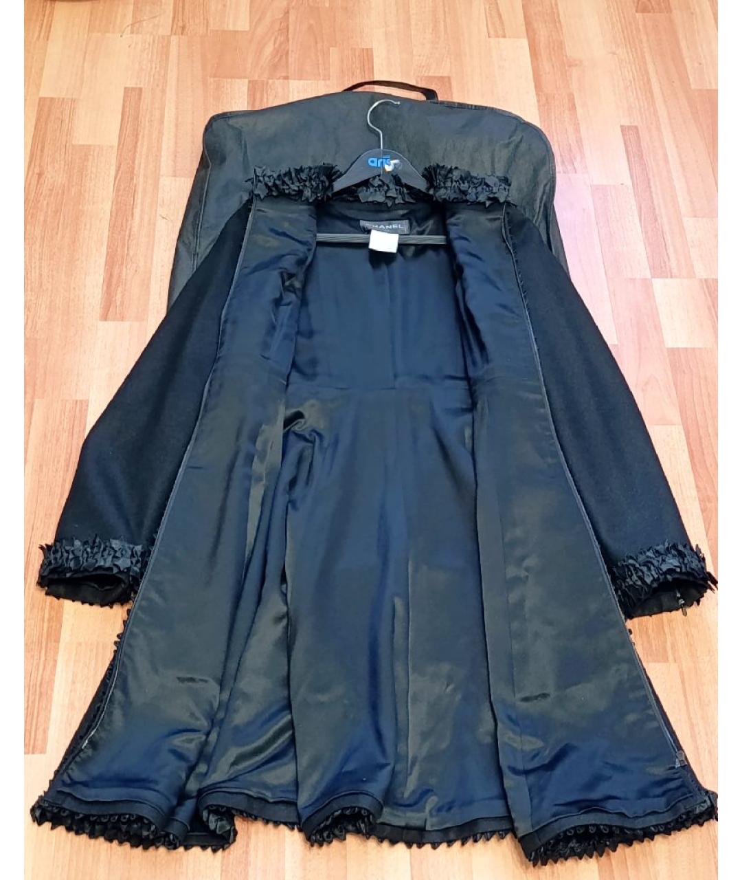 CHANEL Черное шерстяное пальто, фото 3