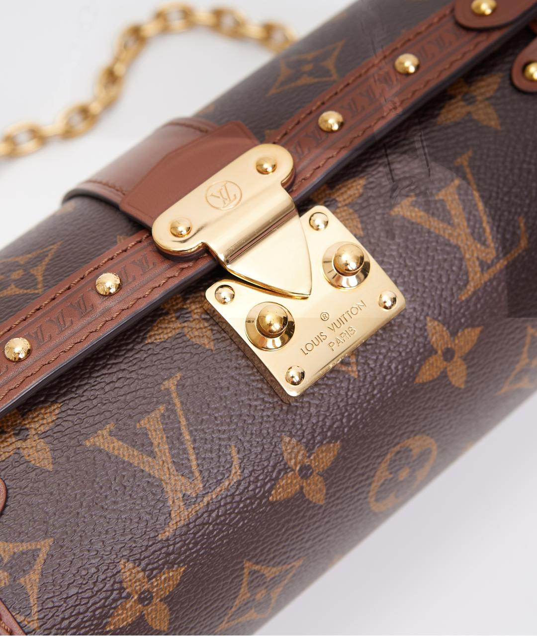 LOUIS VUITTON Коричневая кожаная сумка через плечо, фото 5
