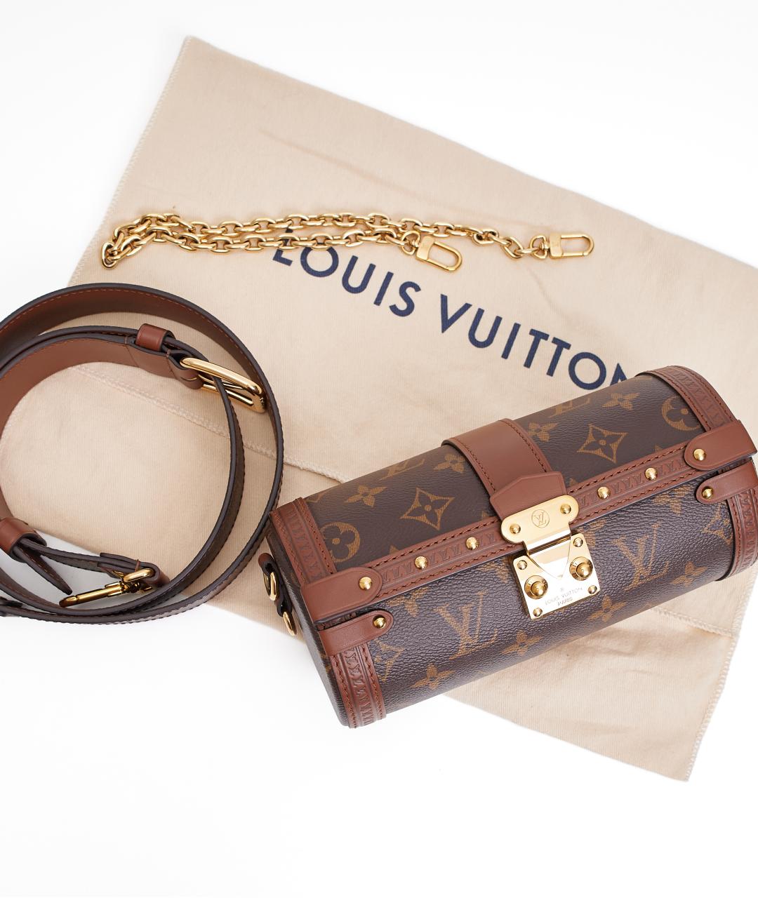 LOUIS VUITTON Коричневая кожаная сумка через плечо, фото 8