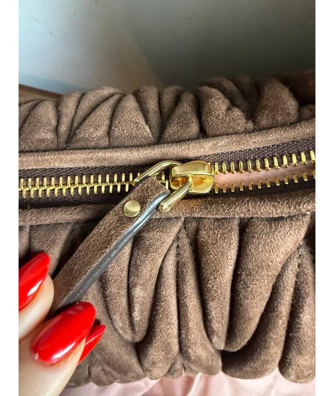 MIU MIU Коричневая замшевая сумка через плечо, фото 8