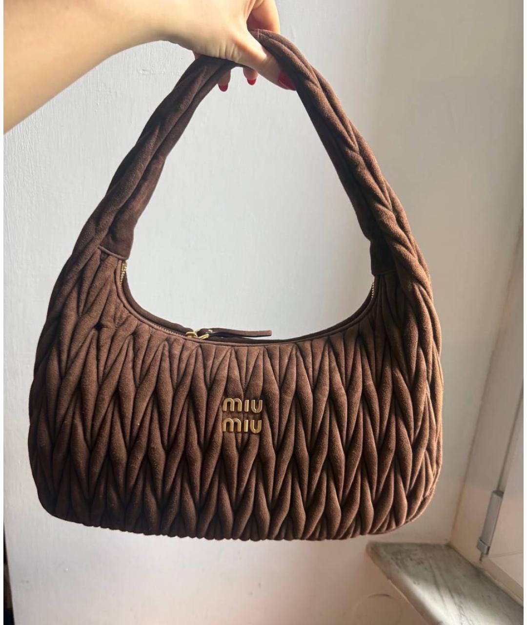MIU MIU Коричневая замшевая сумка через плечо, фото 5