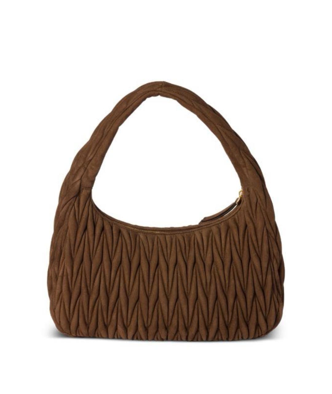 MIU MIU Коричневая замшевая сумка через плечо, фото 3