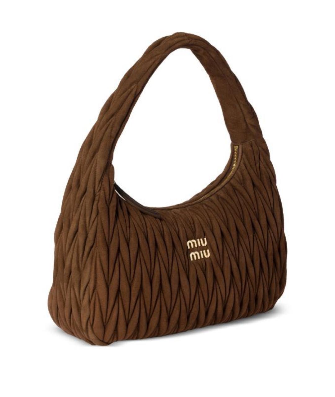 MIU MIU Коричневая замшевая сумка через плечо, фото 2