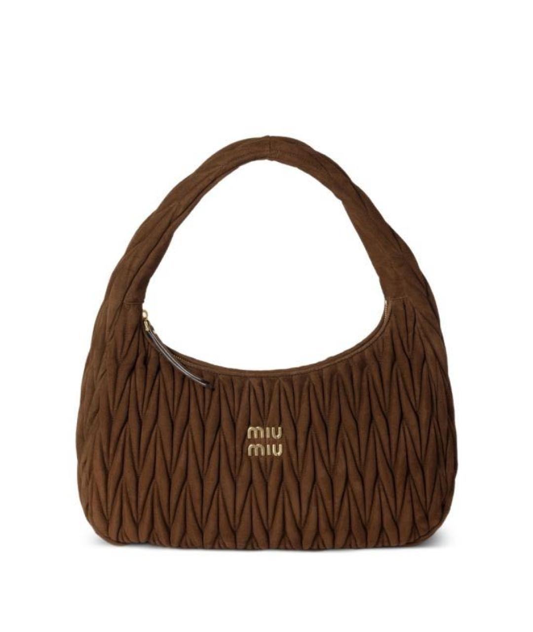 MIU MIU Коричневая замшевая сумка через плечо, фото 1