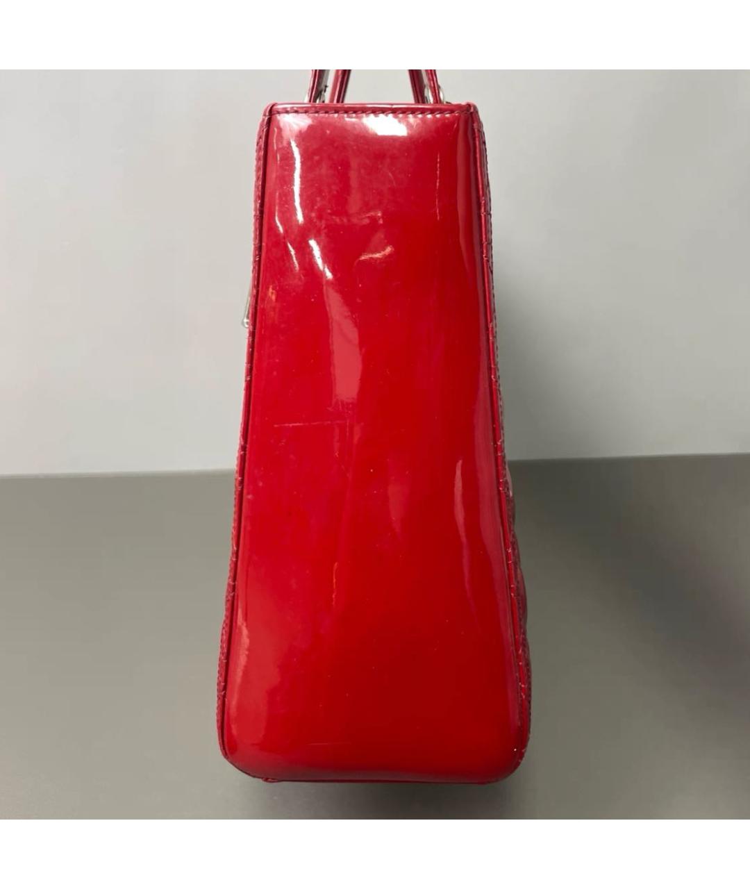 CHRISTIAN DIOR Красная кожаная сумка с короткими ручками, фото 4