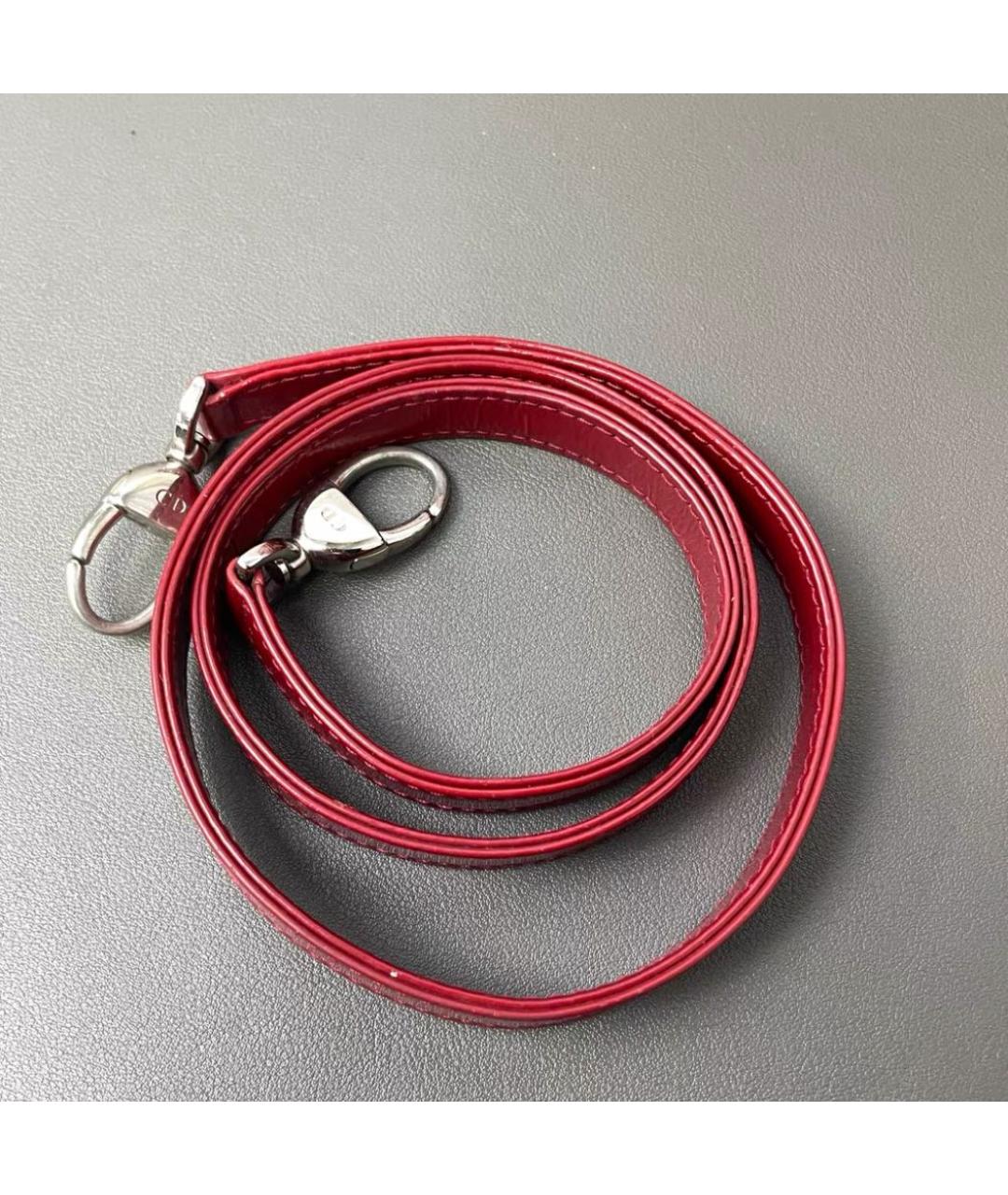 CHRISTIAN DIOR Красная кожаная сумка с короткими ручками, фото 6