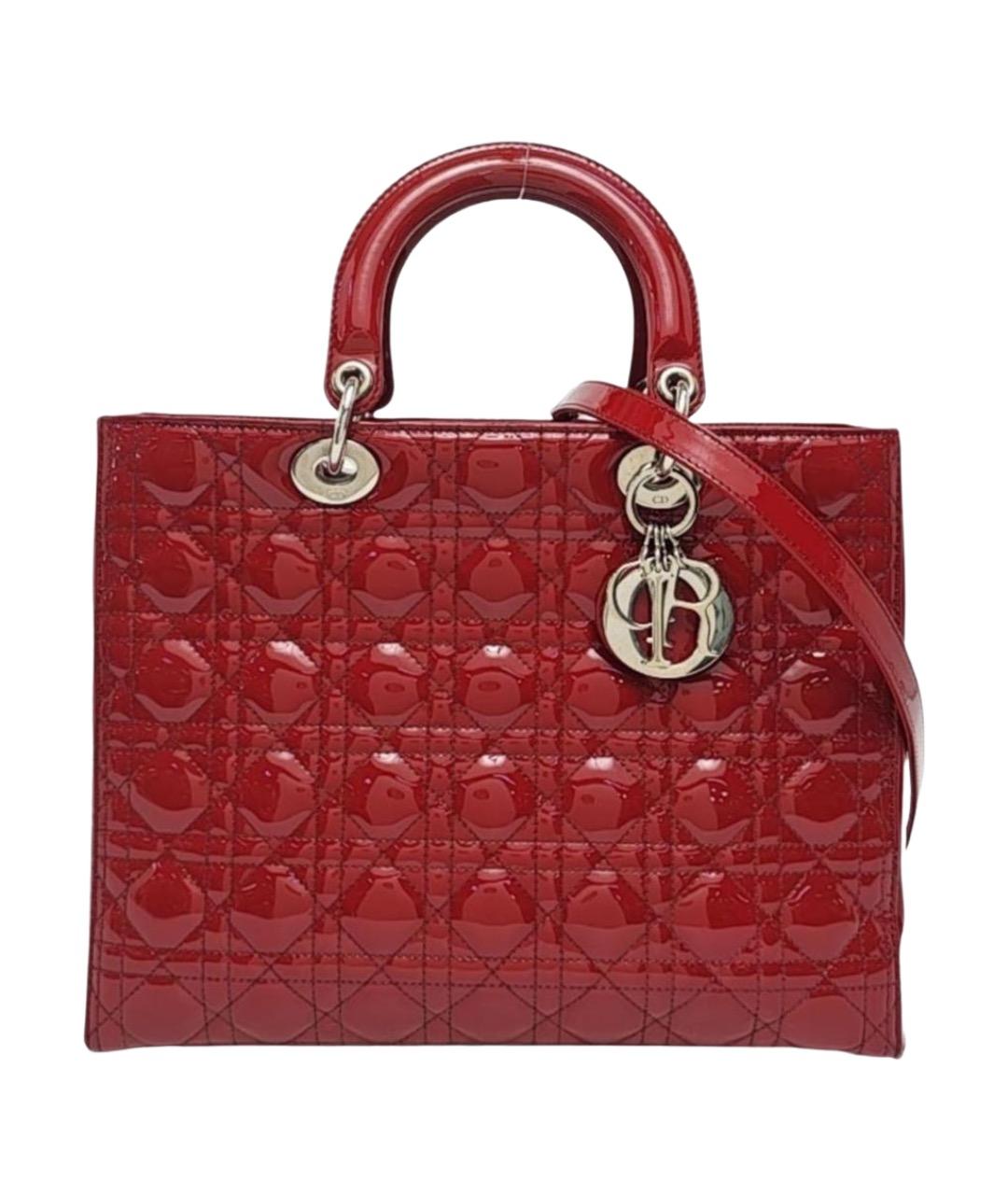 CHRISTIAN DIOR Красная кожаная сумка с короткими ручками, фото 1