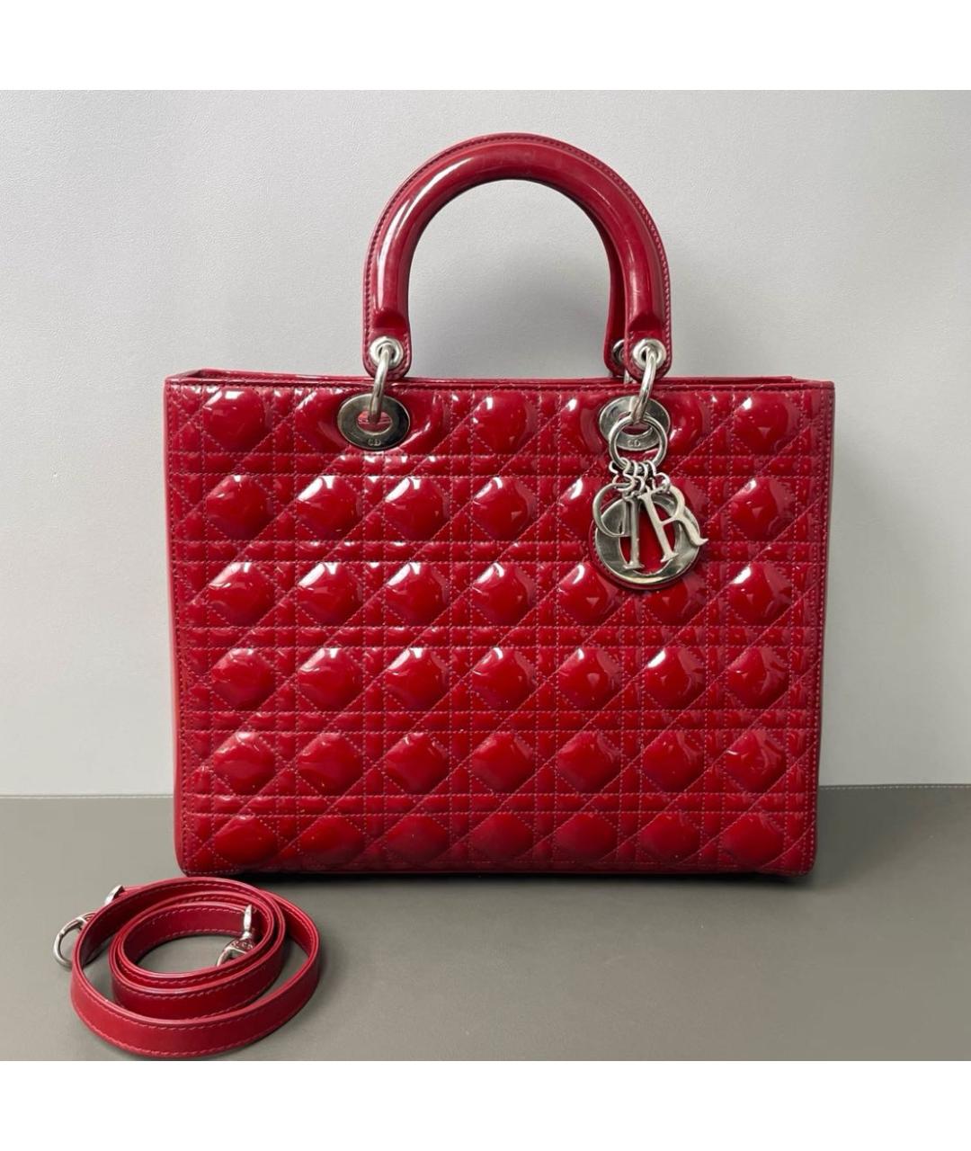 CHRISTIAN DIOR Красная кожаная сумка с короткими ручками, фото 2