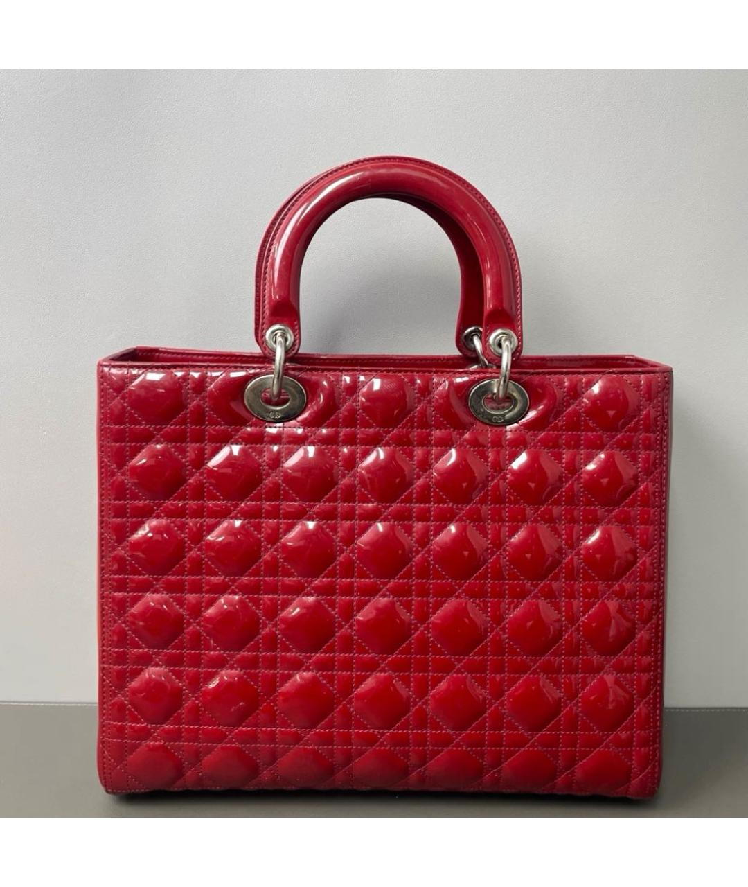CHRISTIAN DIOR Красная кожаная сумка с короткими ручками, фото 3