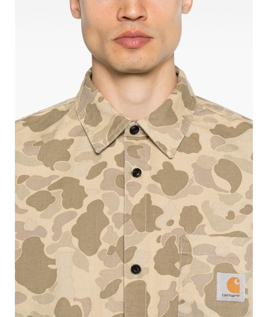 CARHARTT WIP Бежевая хлопковая кэжуал рубашка, фото 2