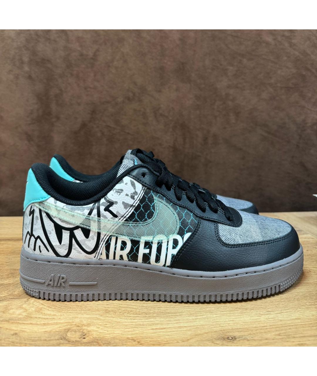 NIKE Антрацитовые низкие кроссовки / кеды из искусственной кожи, фото 7