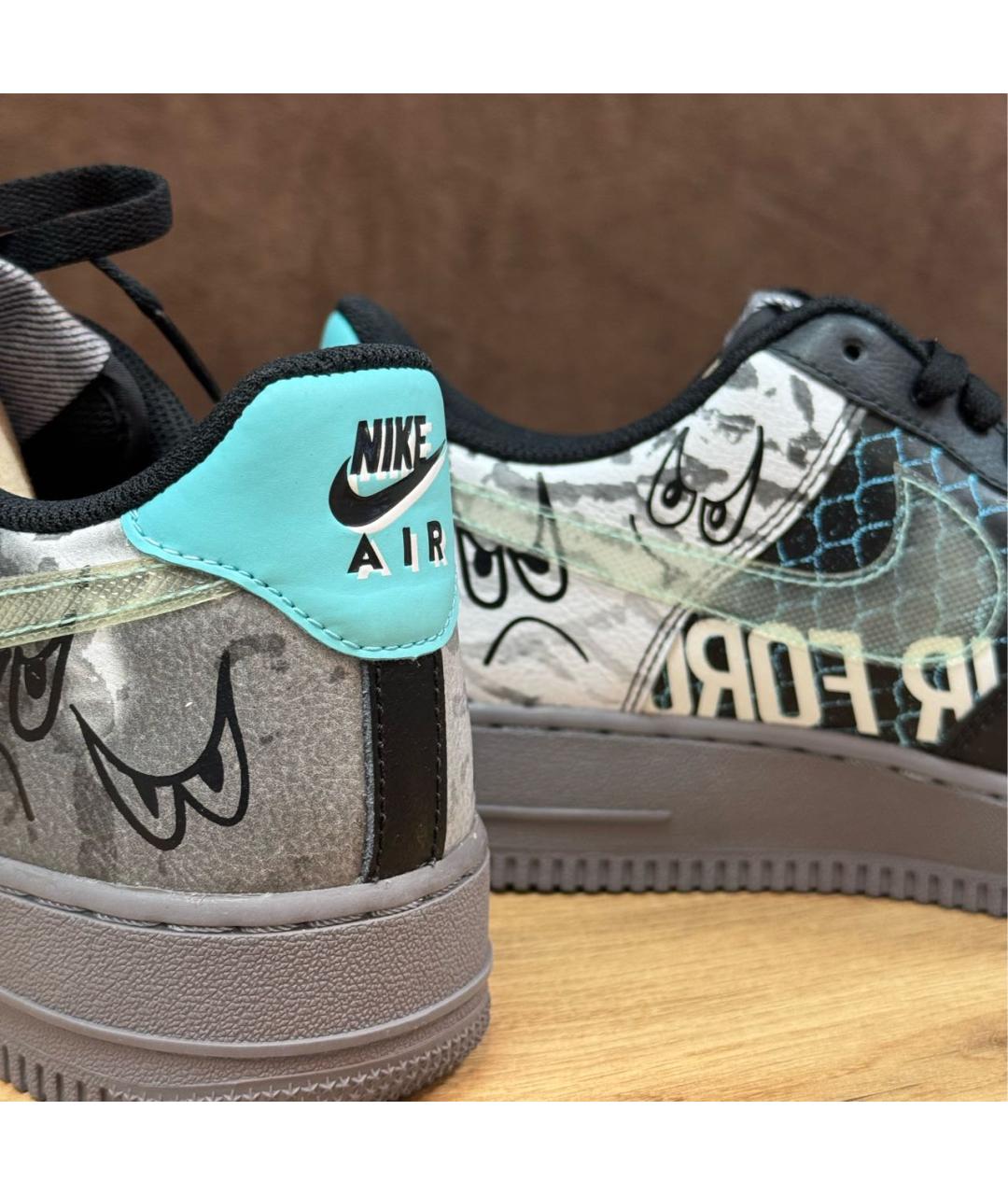 NIKE Антрацитовые низкие кроссовки / кеды из искусственной кожи, фото 5