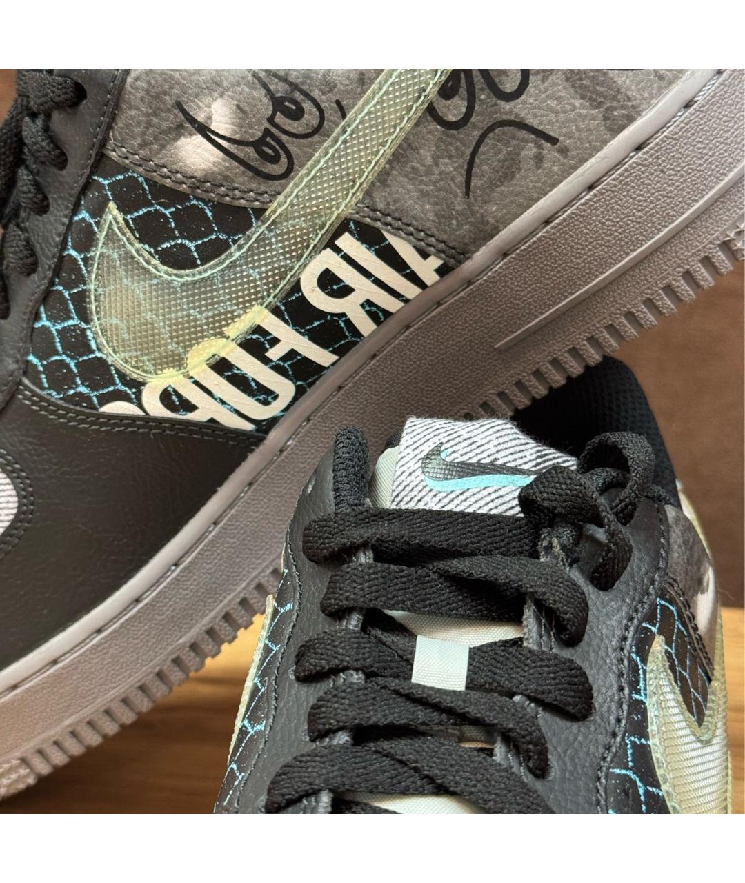 NIKE Антрацитовые низкие кроссовки / кеды из искусственной кожи, фото 4