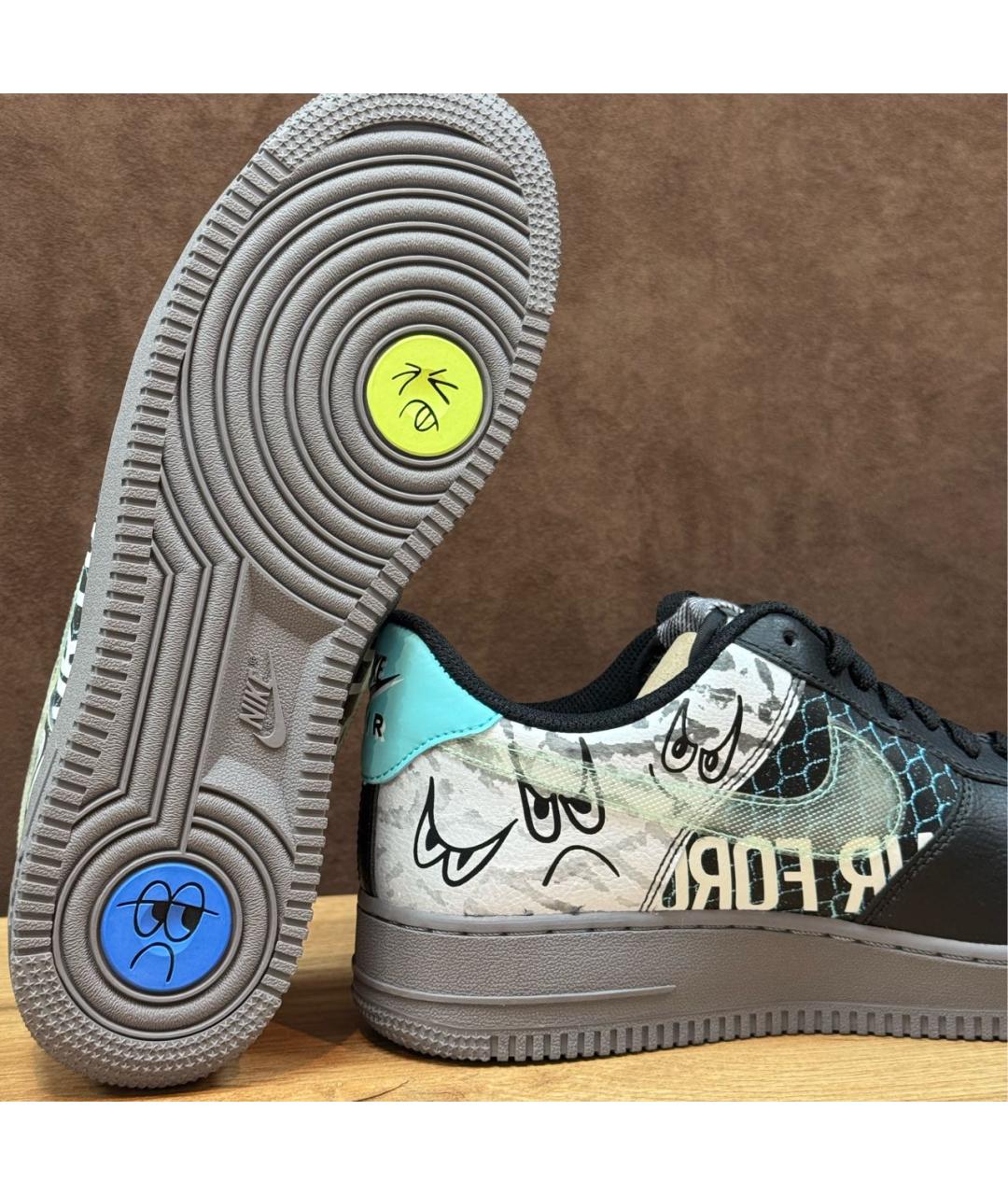 NIKE Антрацитовые низкие кроссовки / кеды из искусственной кожи, фото 6