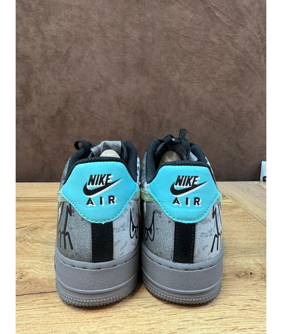 NIKE Антрацитовые низкие кроссовки / кеды из искусственной кожи, фото 3