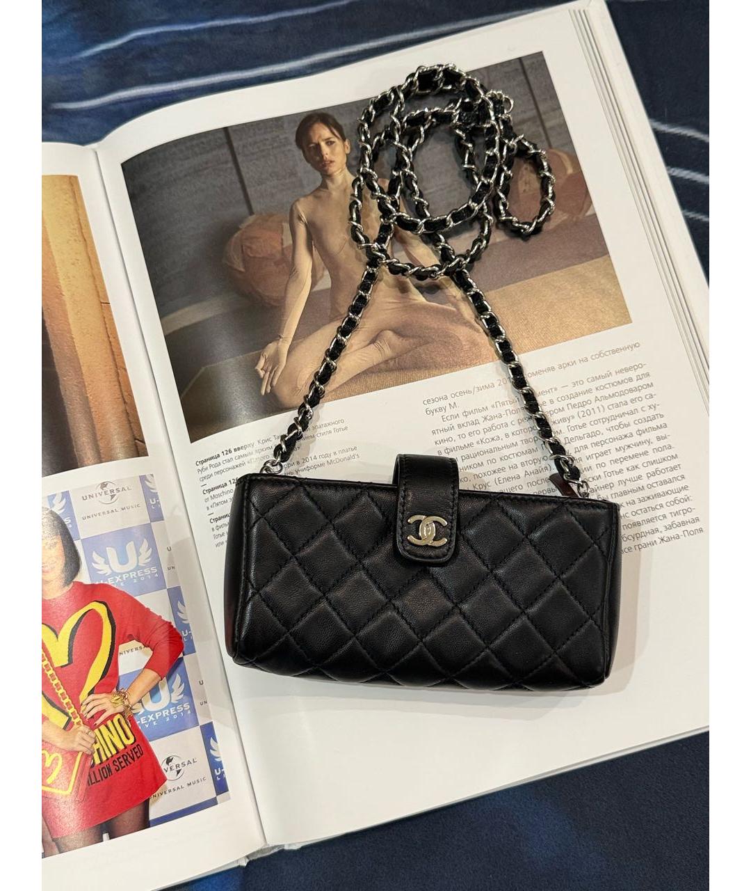 CHANEL Черная кожаная сумка через плечо, фото 5