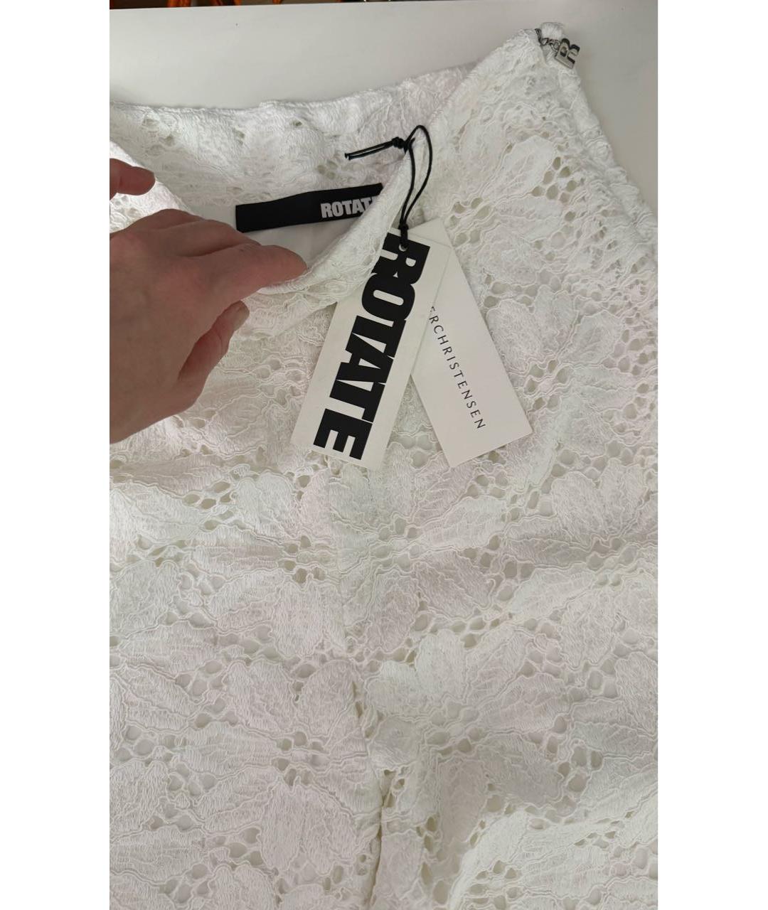 ROTATE Белые кружевные брюки узкие, фото 6