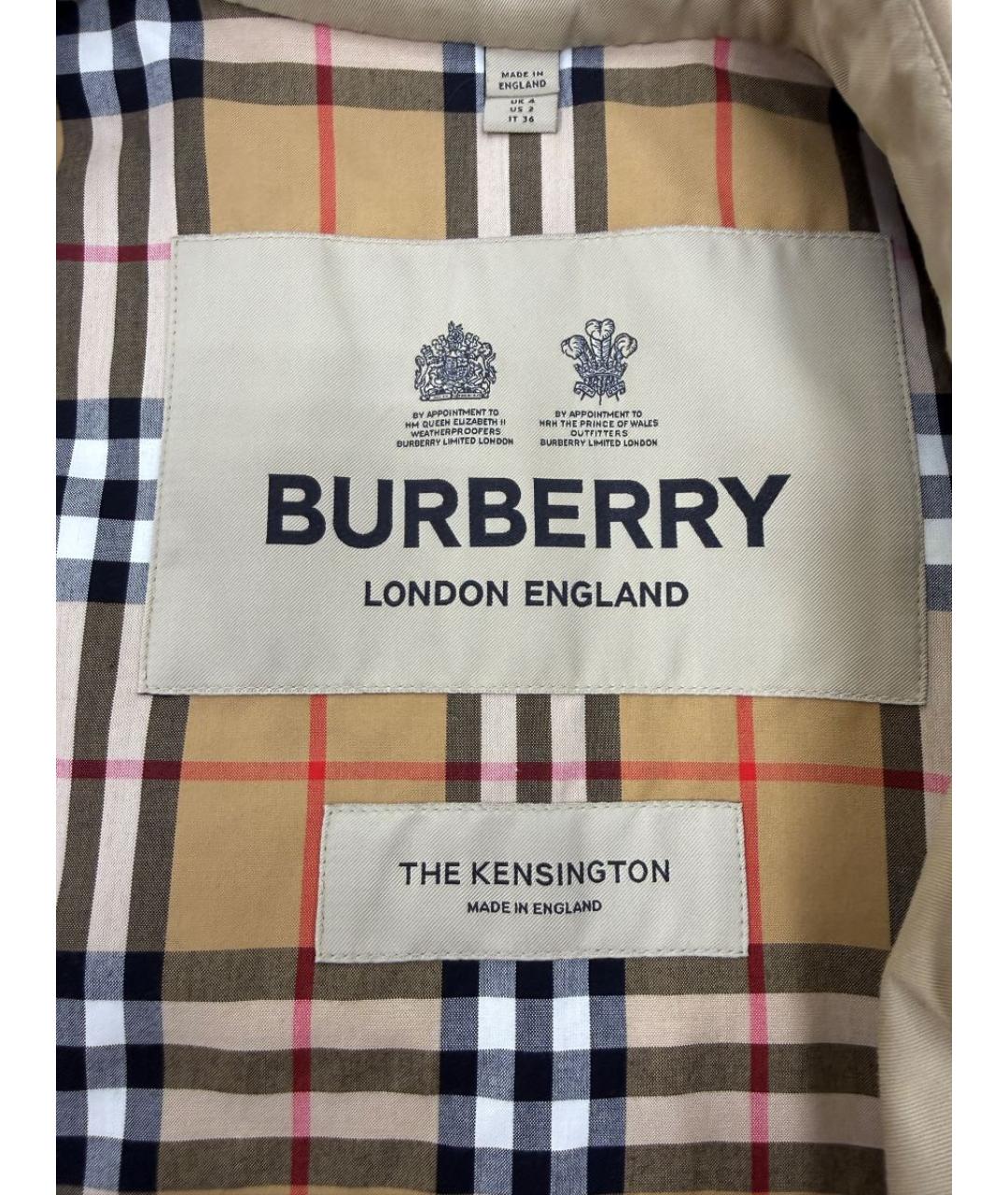 BURBERRY Бежевый хлопковый тренч/плащ, фото 4