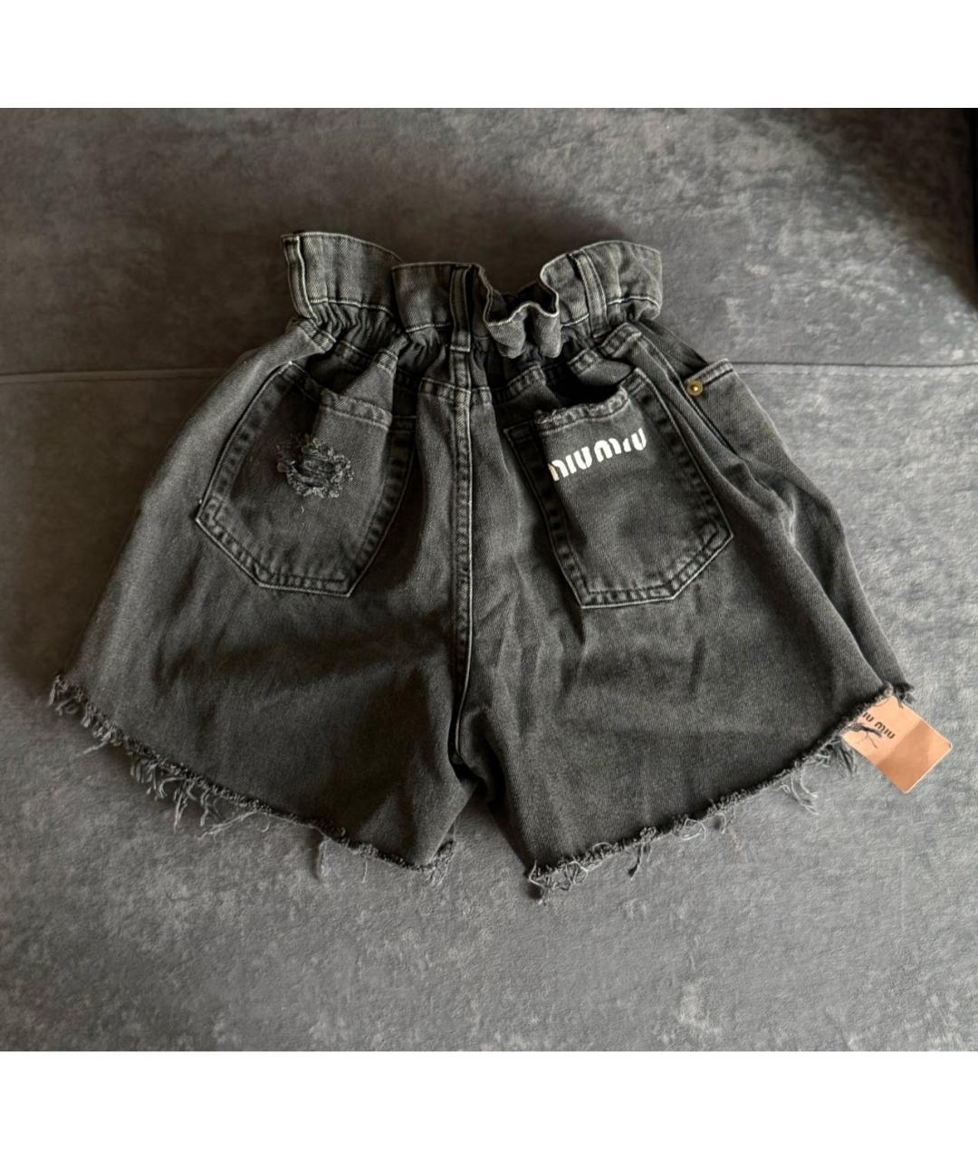MIU MIU Черные деним шорты, фото 4