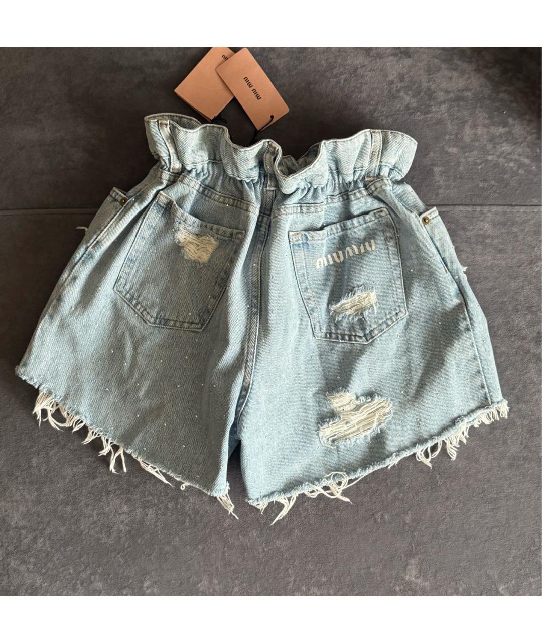 MIU MIU Голубые деним шорты, фото 4