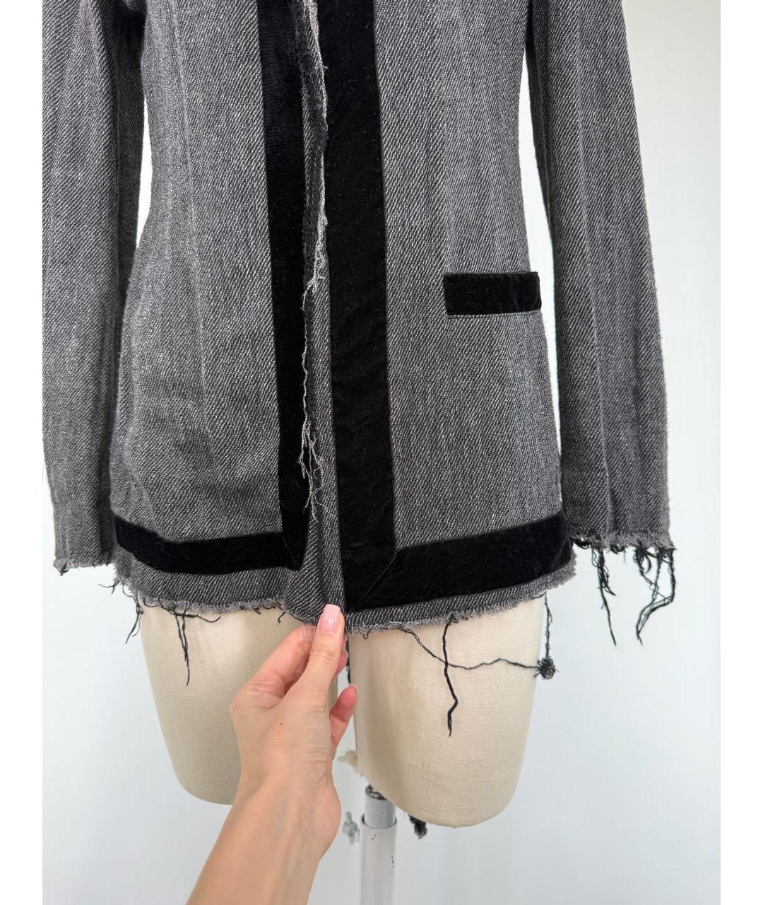 YOHJI YAMAMOTO Серый хлопковый жакет/пиджак, фото 6