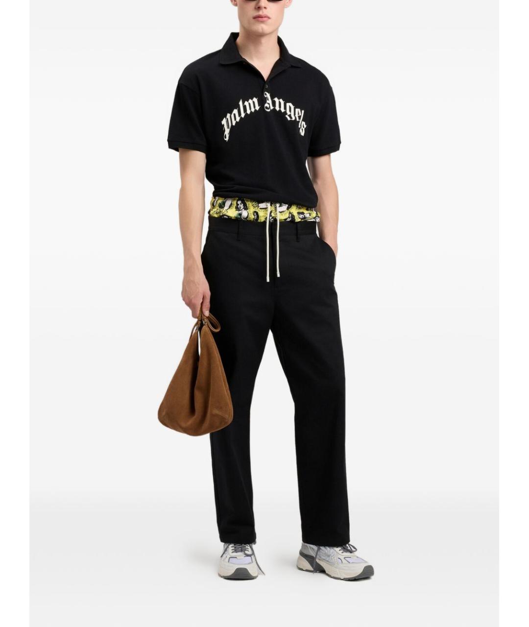 PALM ANGELS Черное хлопковое поло с коротким рукавом, фото 3