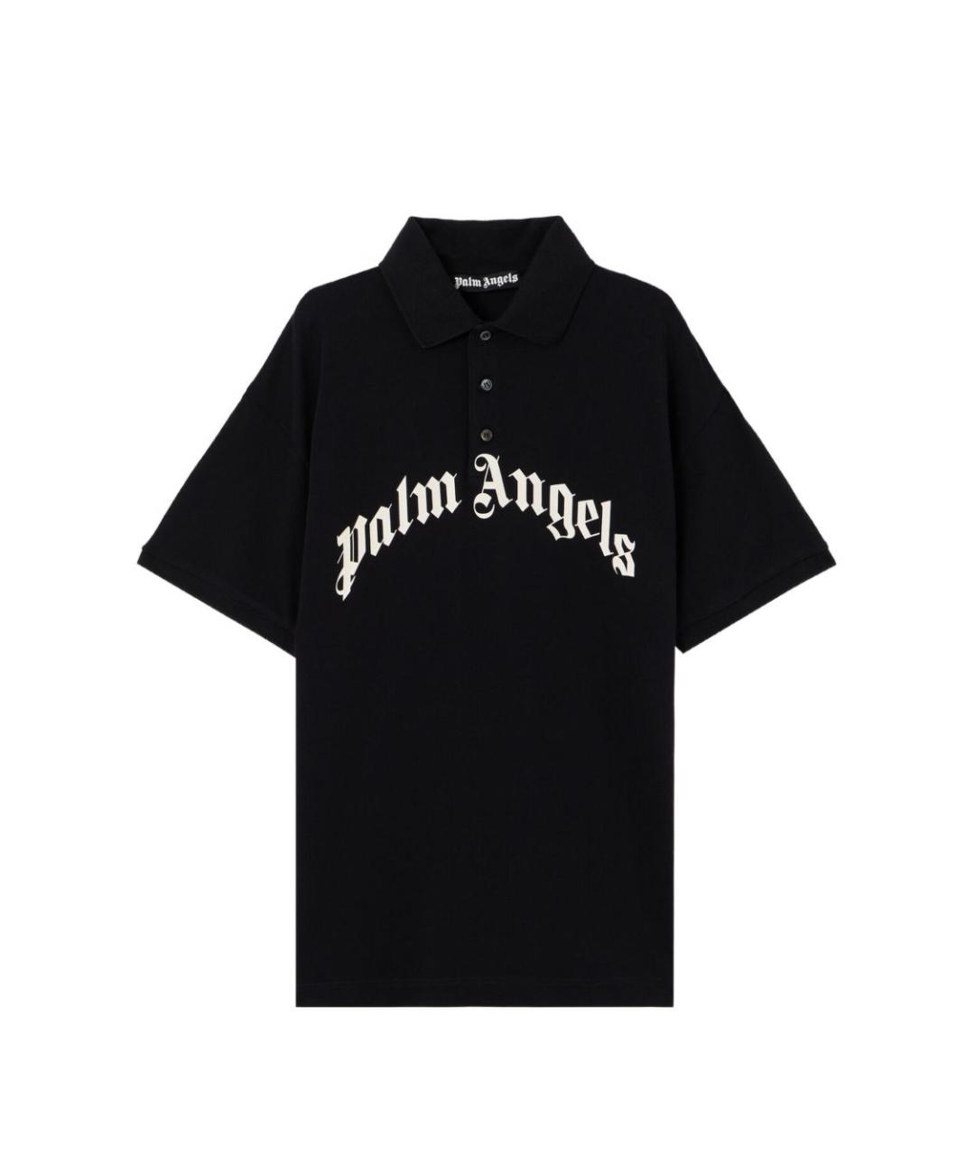 PALM ANGELS Черное хлопковое поло с коротким рукавом, фото 1