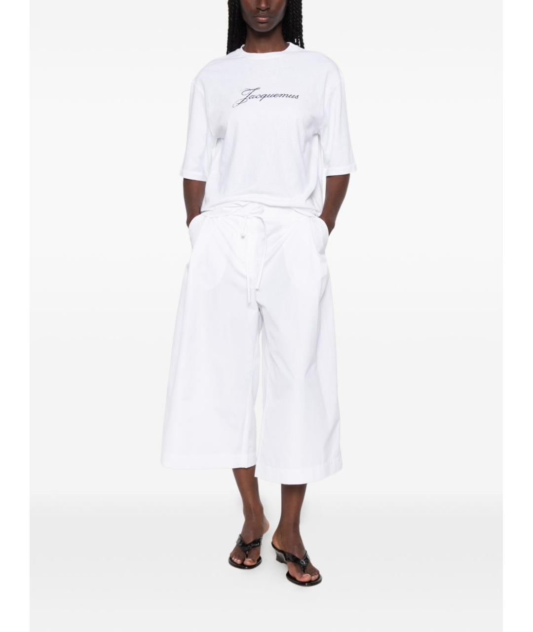 JACQUEMUS Белые хлопковые прямые брюки, фото 2