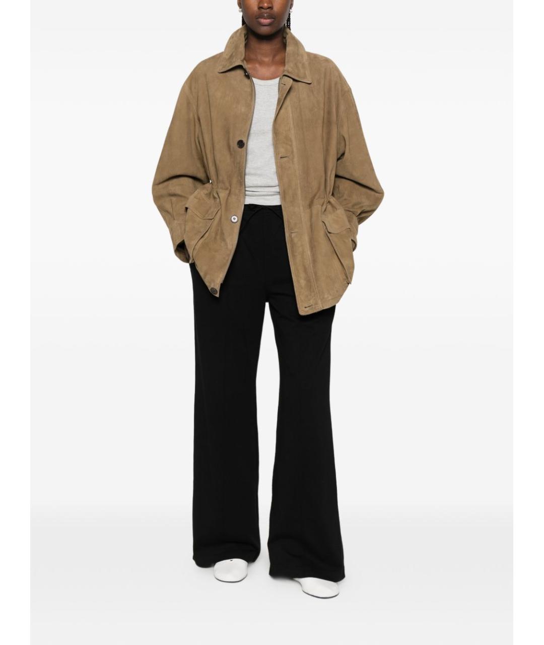 PHOEBE PHILO Черные хлопковые прямые брюки, фото 3
