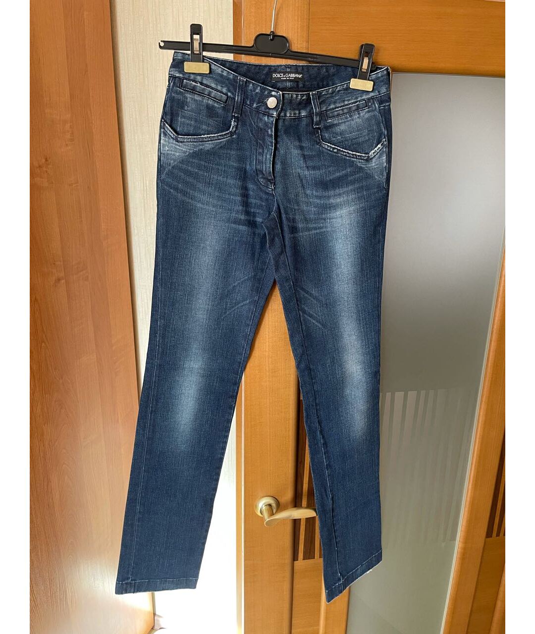 DOLCE&GABBANA Синие хлопковые прямые джинсы, фото 5