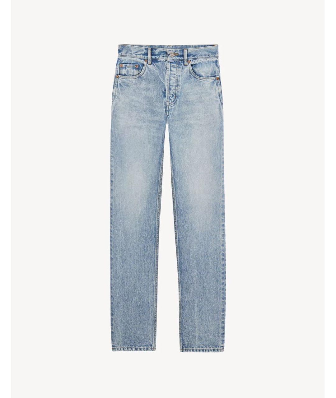 SAINT LAURENT Голубые прямые джинсы, фото 1