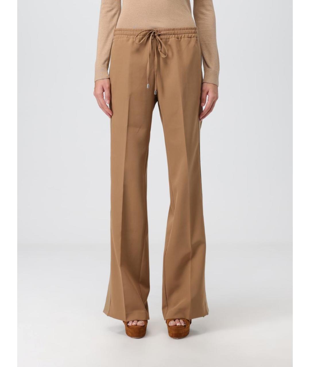 ERMANNO FIRENZE Коричневые полиэстеровые прямые брюки, фото 7