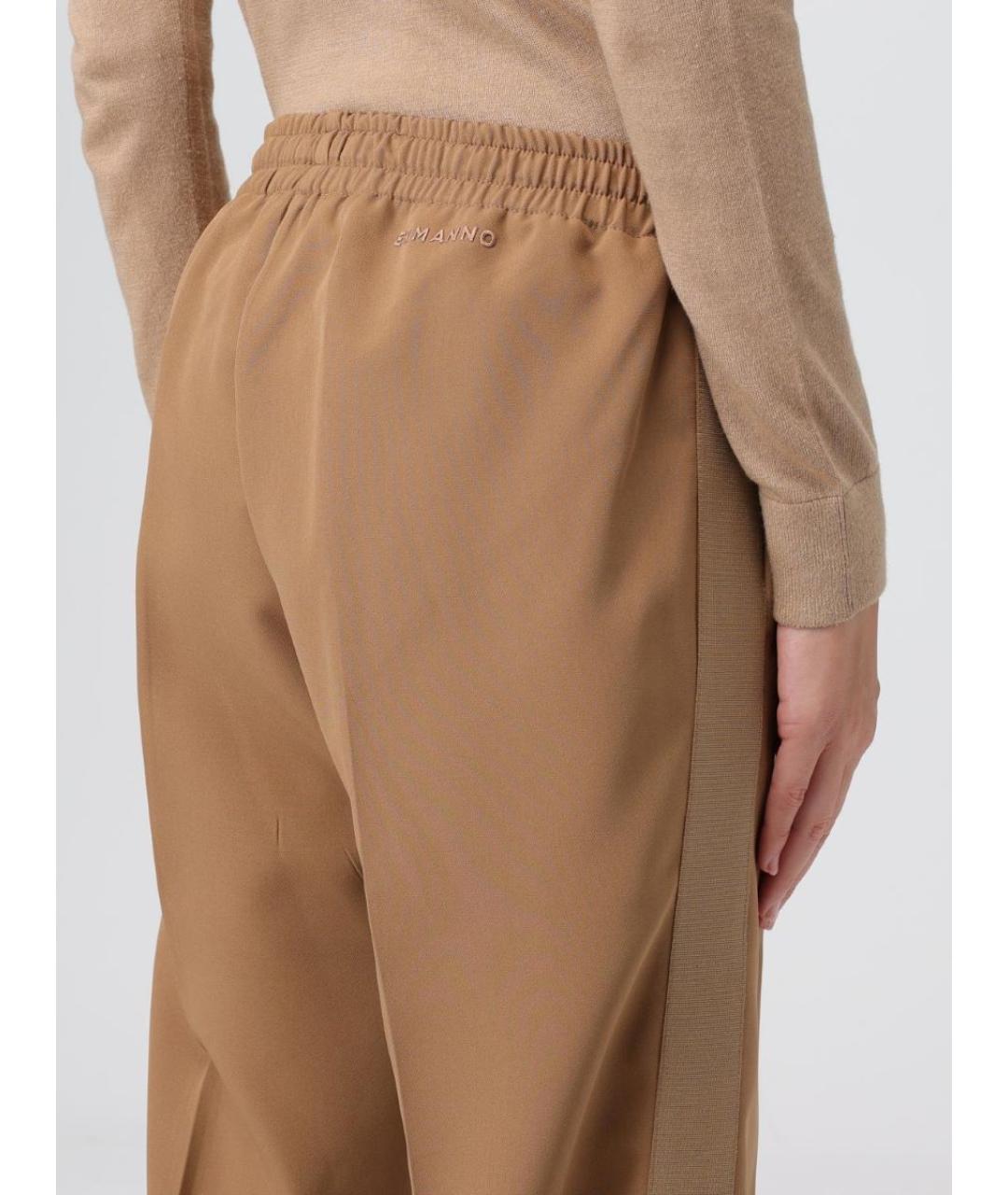 ERMANNO FIRENZE Коричневые полиэстеровые прямые брюки, фото 9