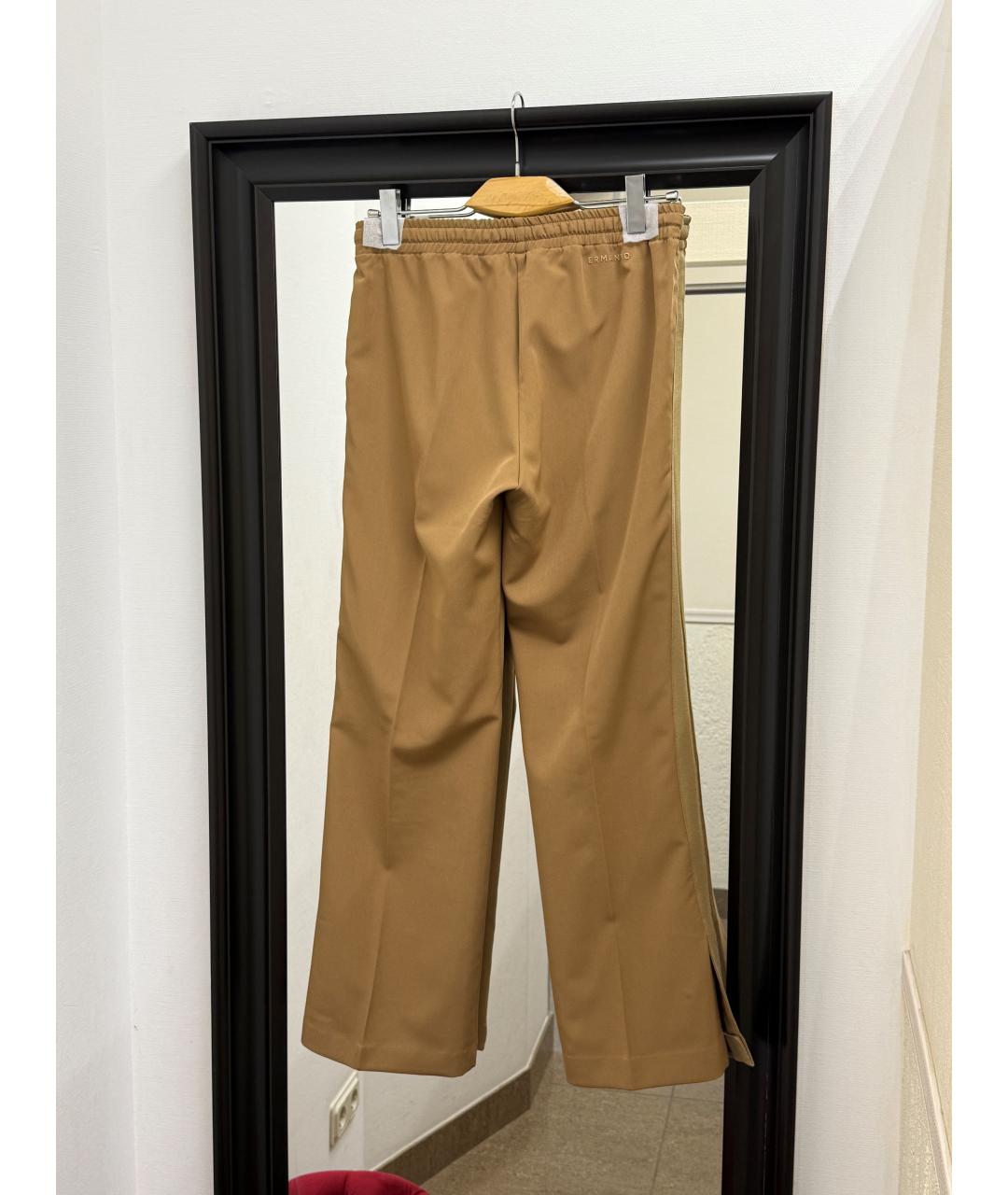 ERMANNO FIRENZE Коричневые полиэстеровые прямые брюки, фото 2
