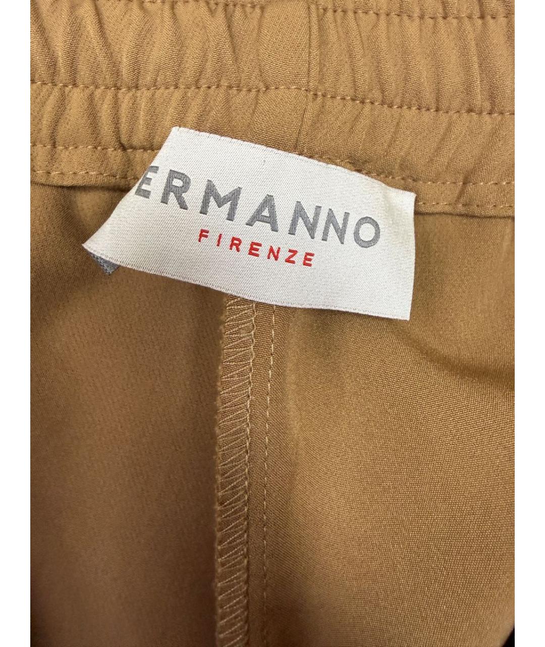 ERMANNO FIRENZE Коричневые полиэстеровые прямые брюки, фото 3